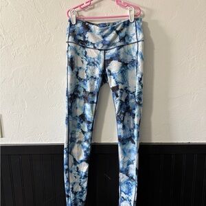 Athleta Blue and White Patterned Leggings